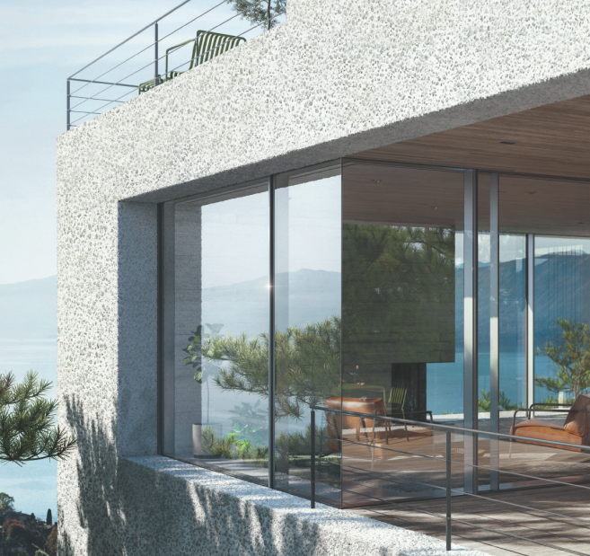 Modern villa med stora glaspartier